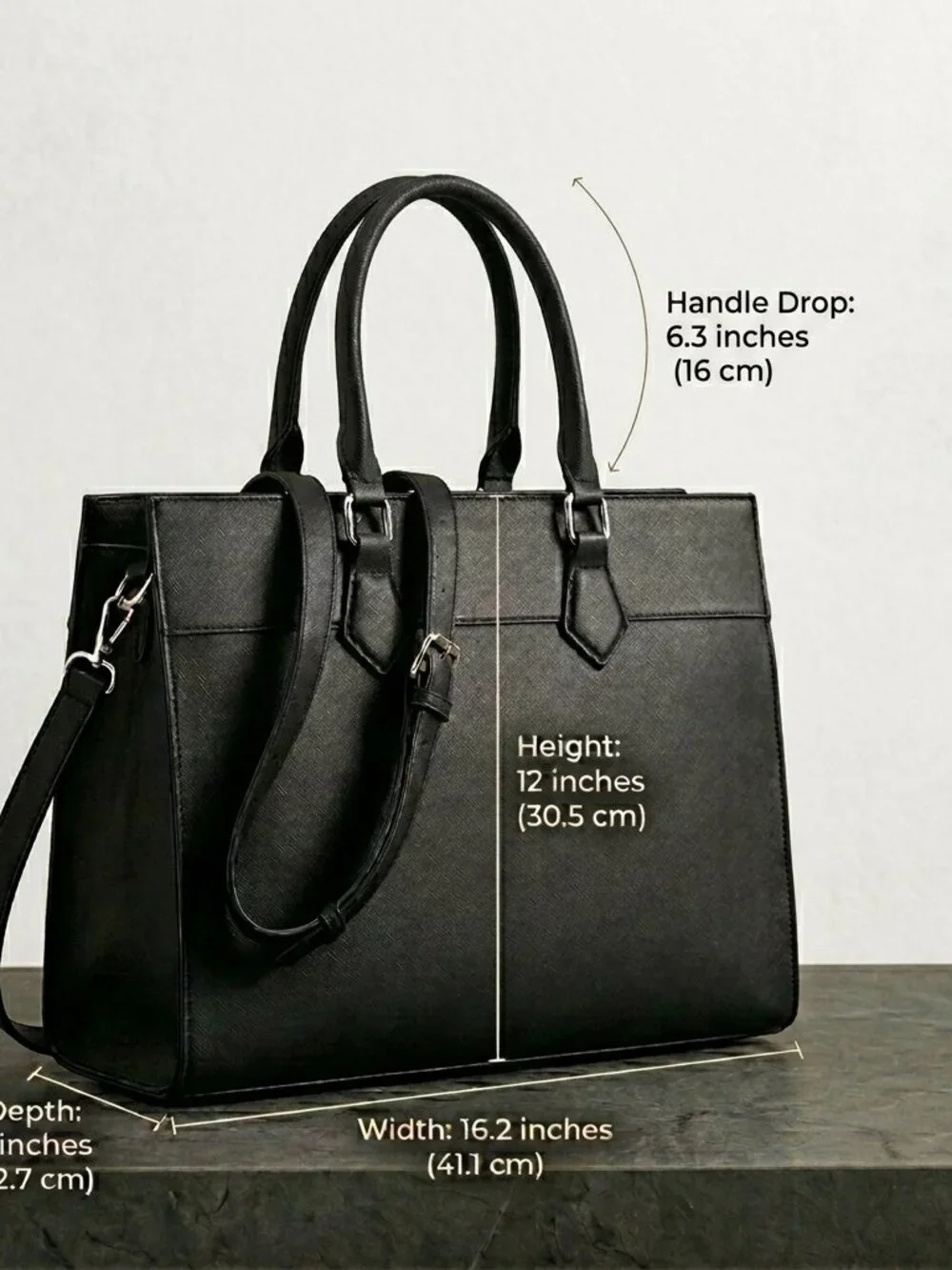 Laptop Bag Waterproof Laptop Tote Bag, Large Computer Briefcase Black